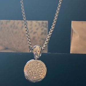 Silver diamond (look) necklace